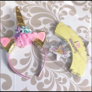 🦄Unicorn headband + cupcake toppers